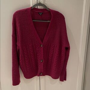Splendid Magenta Cable Knit Cardigan